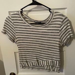 Gray and white cropped top with bottom detail